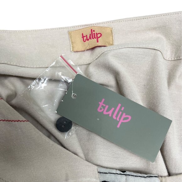 Tulip Womens Beige & Black Buttoned Cotton Long Sleeve Dress Sz L - New - Picture 5 of 8